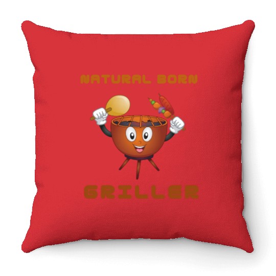 Natural Born Griller Throw Pillows