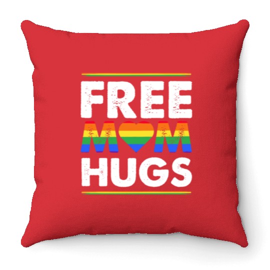 Free Mom Hugs Rainbow Parade Pride Month LGBTQ Throw Pillows