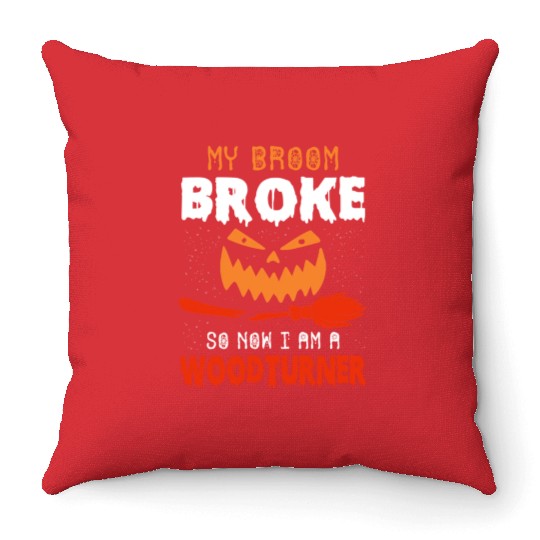 Funny Running Witch Halloween Costum Throw Pillows