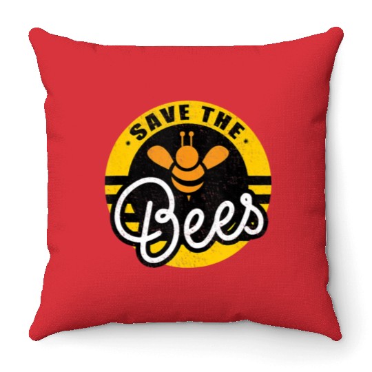 Save The Bees Earth Lover Planet Beekeeper Beekeep Throw Pillows