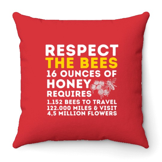 Respect The Bees Bee Lover Beekeeping Beekeeper T Throw Pillows