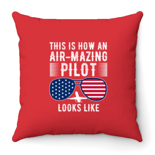 Aircraft Pun Airmazing Pilot - Airline Pilot Throw Pillows
