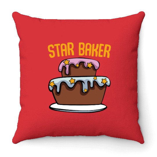 Star Baker Funny Cake Lover Baker Pastry Cooking Throw Pillows