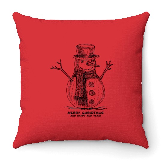 Snowman Merry Christmas Throw Pillows