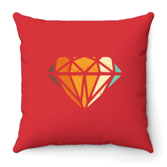 Vintage Diamond Gemstone Jewelry Jeweler Coral Throw Pillows