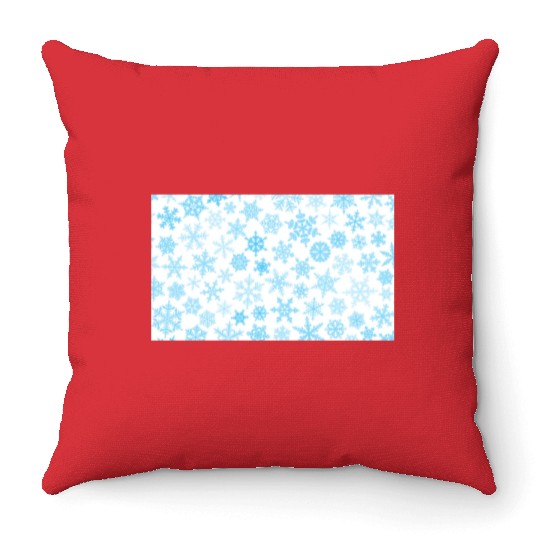 Christmas Snowflakes Pattern Blue White Throw Pillows