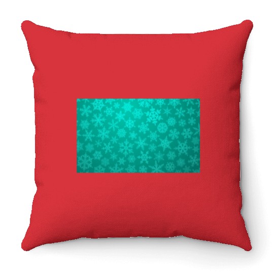 Teal Snowflakes Christmas Pattern Throw Pillows