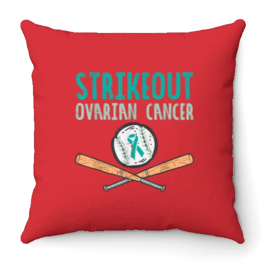 Funny Baseball Lover For Teal Ribbon Awareness Throw Pillows