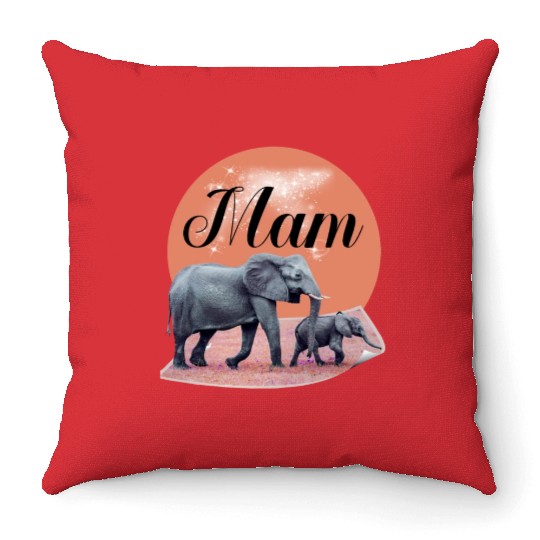 Mama Elephant Throw Pillows Cute Classic