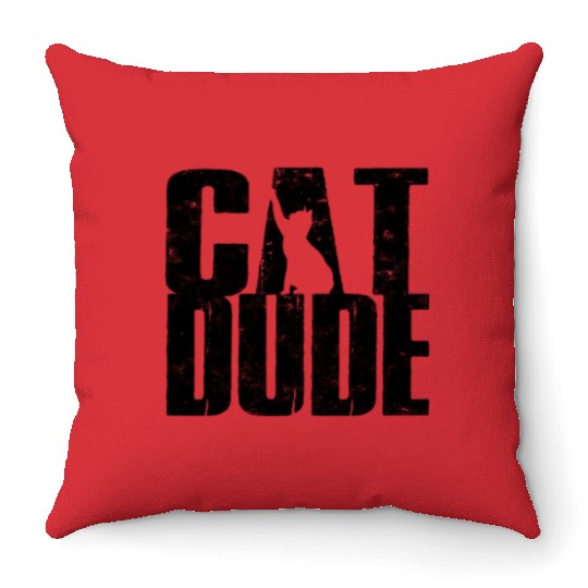 Cat Dude - cat owner Throw Pillows
