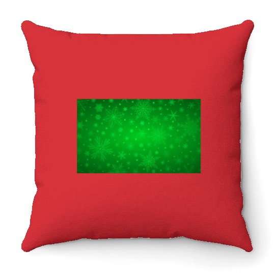 Beautiful Green Snowflakes Pattern Throw Pillows
