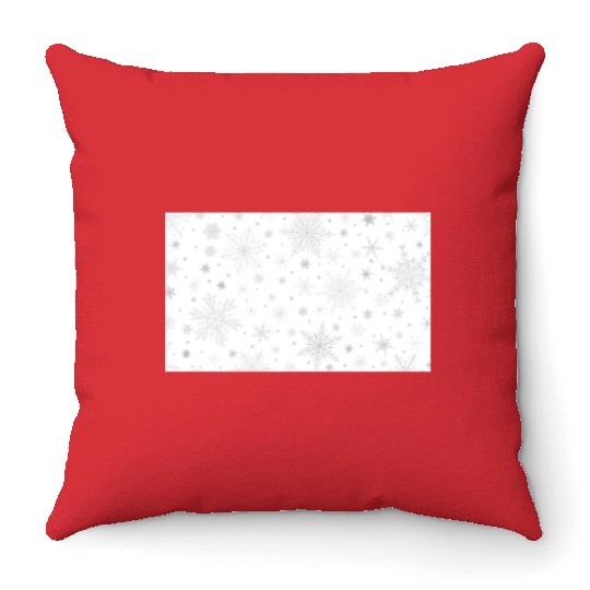 Christmas Snowflakes Pattern Grey White Throw Pillows