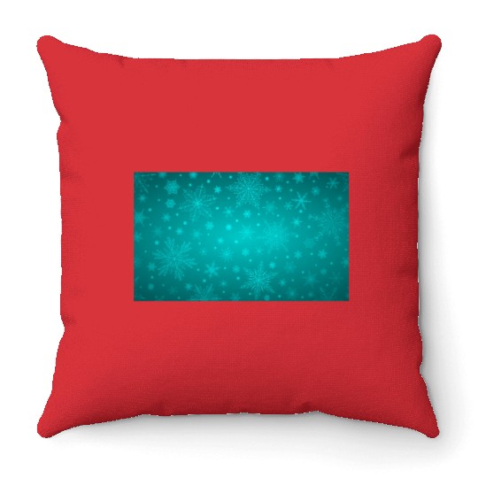Beautiful Teal Snowflakes Pattern Throw Pillows