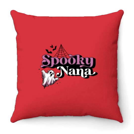 Cute Spooky Auntie Halloween Aunt Throw Pillows