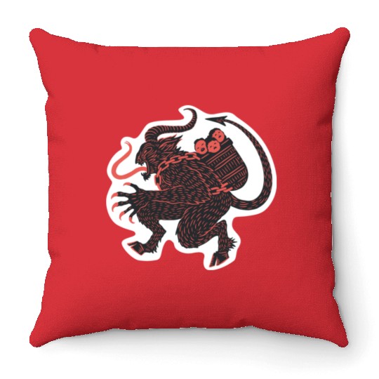 krampus Throw Pillows