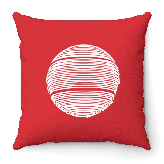 Geometric Planet Sphere With Stripes Throw Pillows