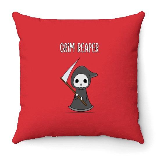 the grim reaper skeleton lovely Throw Pillows