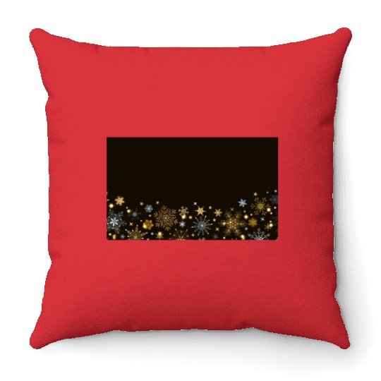 Elegant Snowflakes Black Gold Silver Throw Pillows