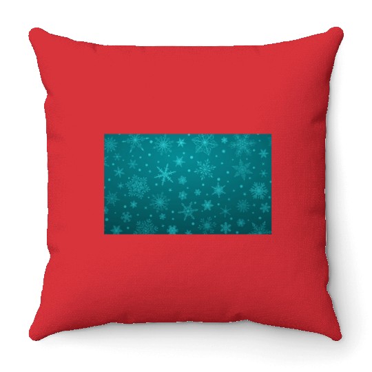 Teal Snowflakes Christmas Pattern Throw Pillows