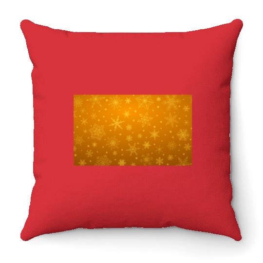 Orange Snowflakes Christmas Pattern Throw Pillows