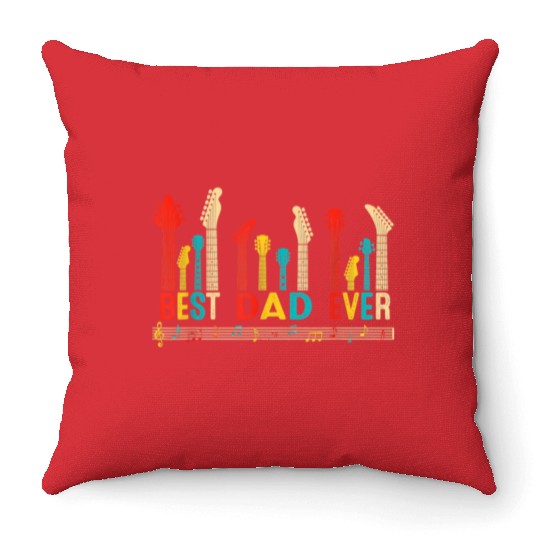 Best Dad Ever Daddy Guitar Vintage Throw Pillows