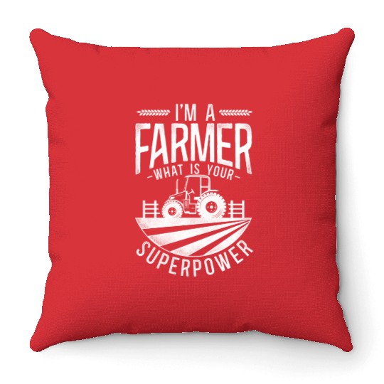Farming Farmer Tractor Vintage I'm Throw Pillows