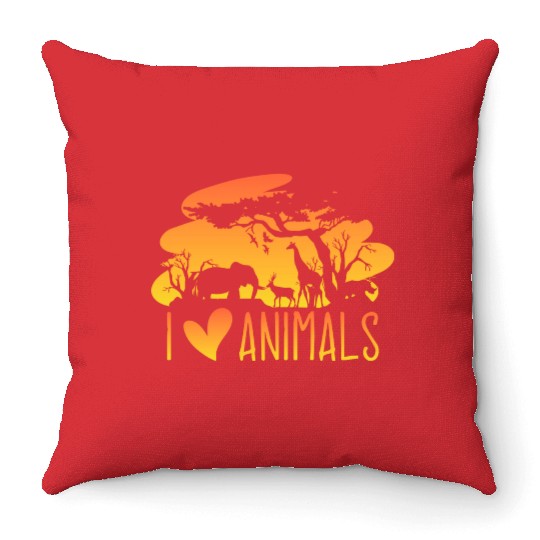 Wild Animal Lover Safari Sunset African Throw Pillows