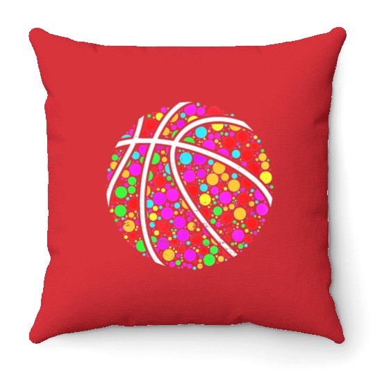 International Dot Day Colored Basketball Polka Dot Throw Pillows