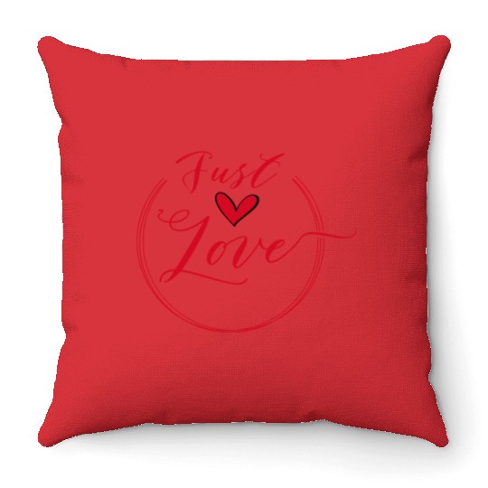 just love red heart Throw Pillows