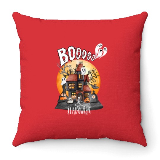 booooooooooo halloween town Throw Pillows
