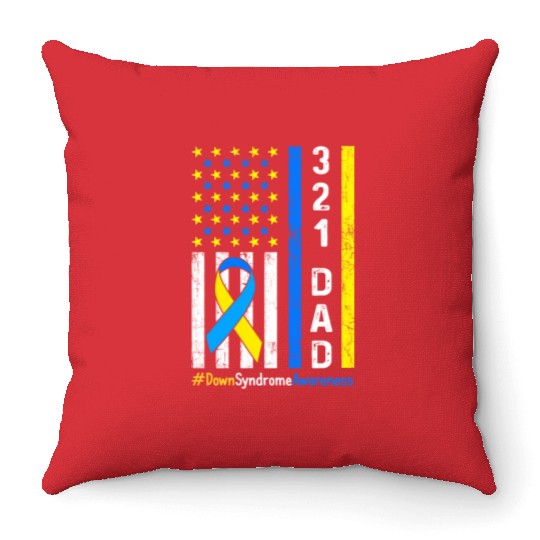 321 Dad Down Syndrome Awareness Throw Pillows