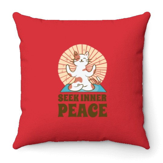 Serenity Cat Yoga Cat Owner Meditation Yoga Fan Throw Pillows