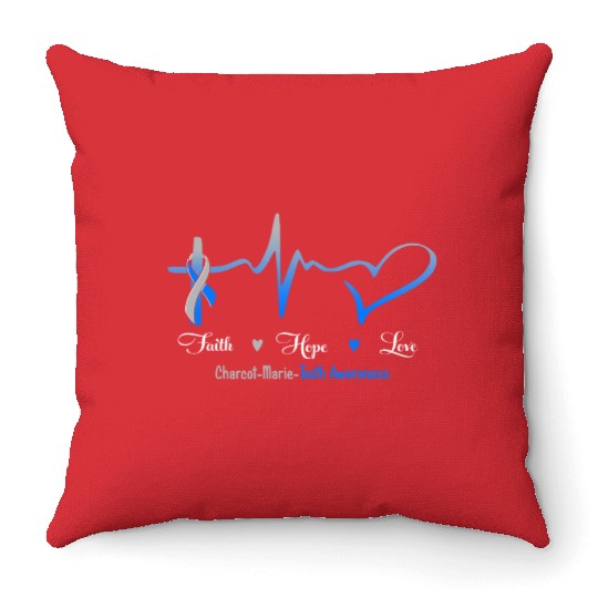 Faith Hope Love Charcot Marie Tooth Awareness Throw Pillows