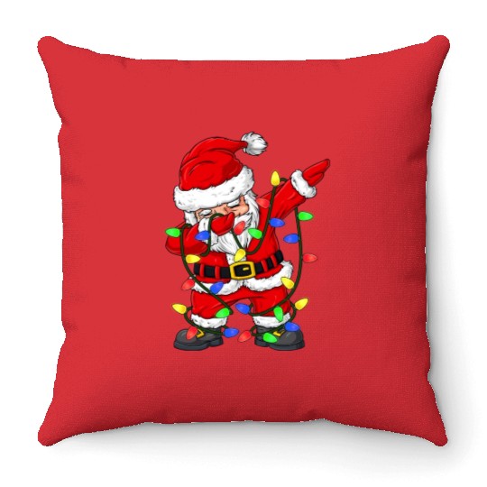 Dabbing Santa Claus Christmas Tree Lights Boys Kid Throw Pillows
