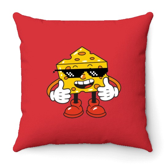 thug life cheese Throw Pillows