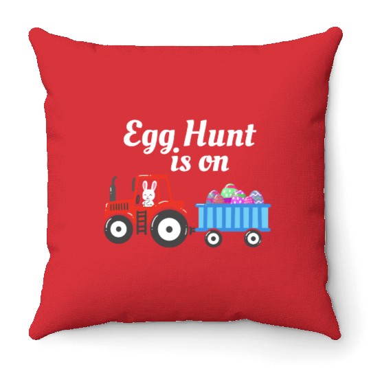 Egg Hunt is On Easter Sunday Christian Holiday Throw Pillows