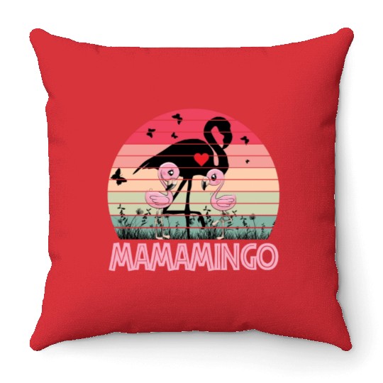 Mamamingo Cute Flamingo Lover Mothers Day Throw Pillows