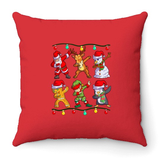Christmas Dabbing Santa Elf De Friends Xmas Throw Pillows