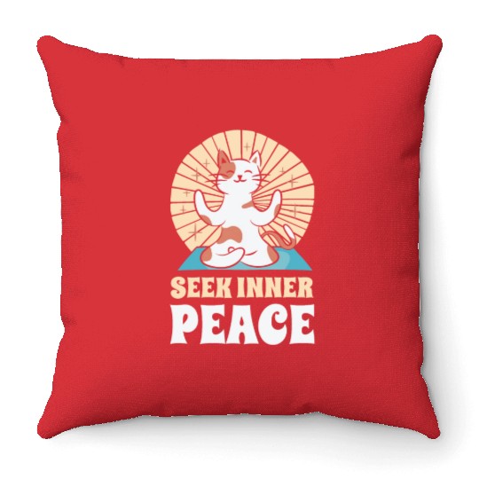 Serenity Cat Yoga Cat Owner Meditation Yoga Fan Throw Pillows