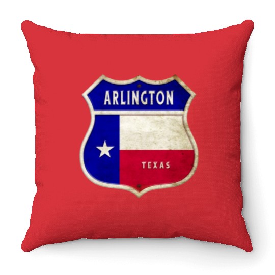 Arlington Texas Crest Flag Design Throw Pillows