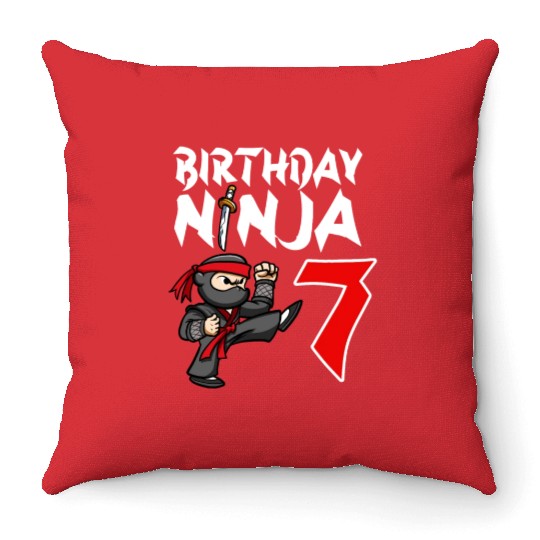 Birthday Party 7 Years Old Japanese Ninja Birthday Throw Pillows