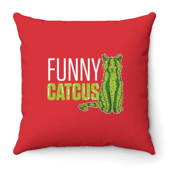 Funny Catcus Cat Mom Gift Throw Pillows