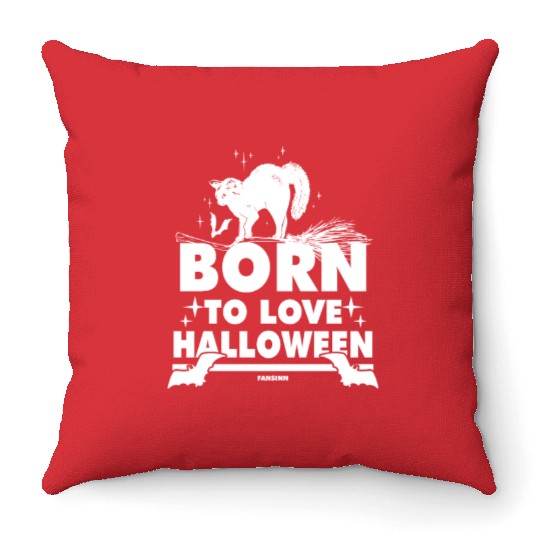 Enchanted cat is a witch on Halloween Throw Pillows