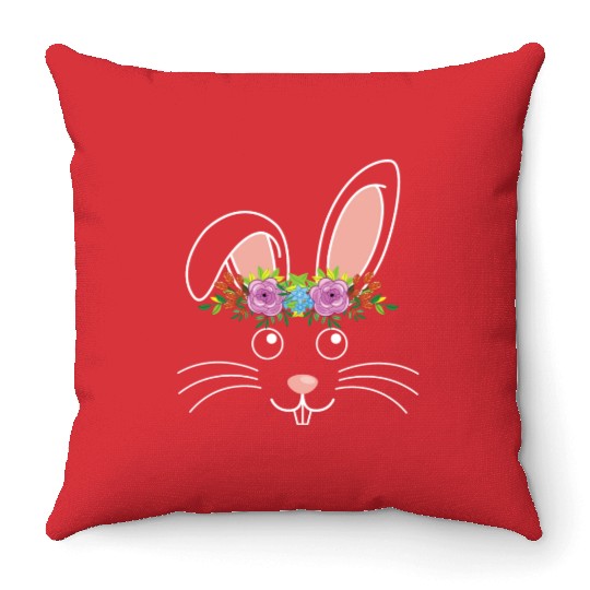 Cute Bunny Hairdress Flowers Women Girls Easter Throw Pillows