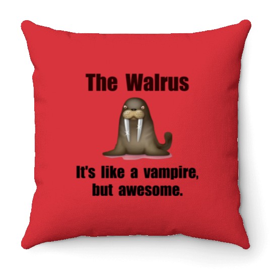 Walrus Vampire Funny Throw Pillows