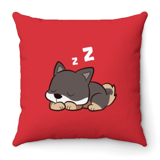 Shikoku Dog Sleeping Kochi-Ken Dog Japan Shikoku Throw Pillows