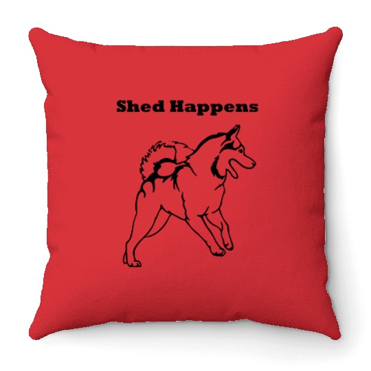 Shed Happens Siberian Husky Throw Pillows