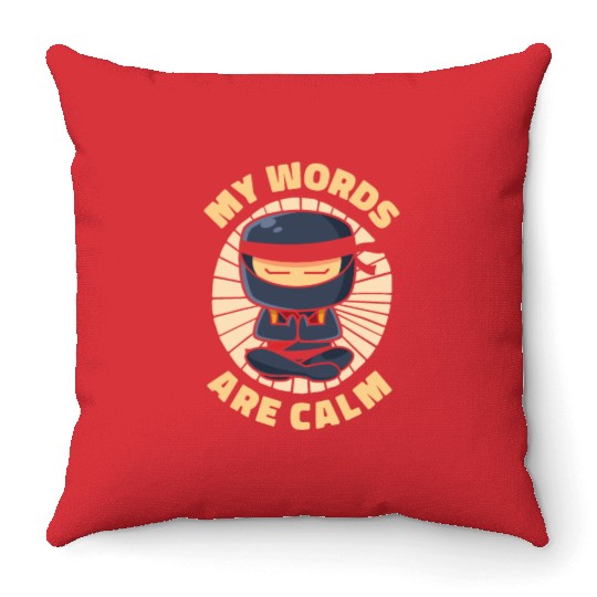 Serenity Ninja Fan Calm Yoga Lover Peaceful Throw Pillows