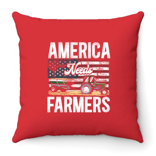 Farming Farmer Tractor Vintage Us Throw Pillows