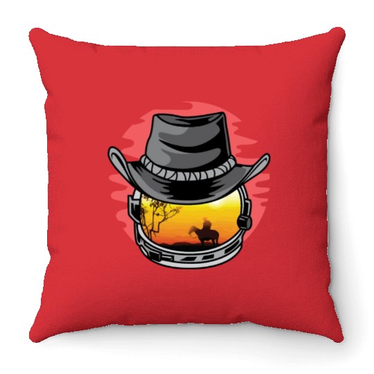 Astronaut Cowboy Astronaut Gift Throw Pillows